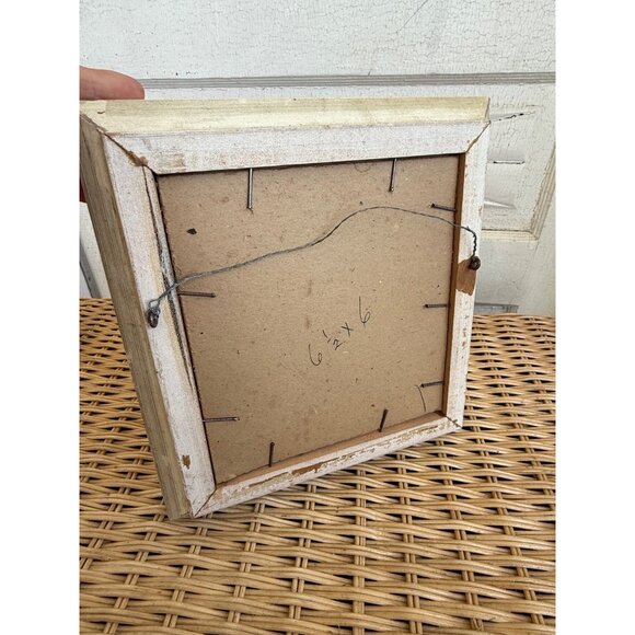 Vintage 40's Framed Acrylic Painting Creepy Victorian Girl Drinking Tea - Picture 6 of 16